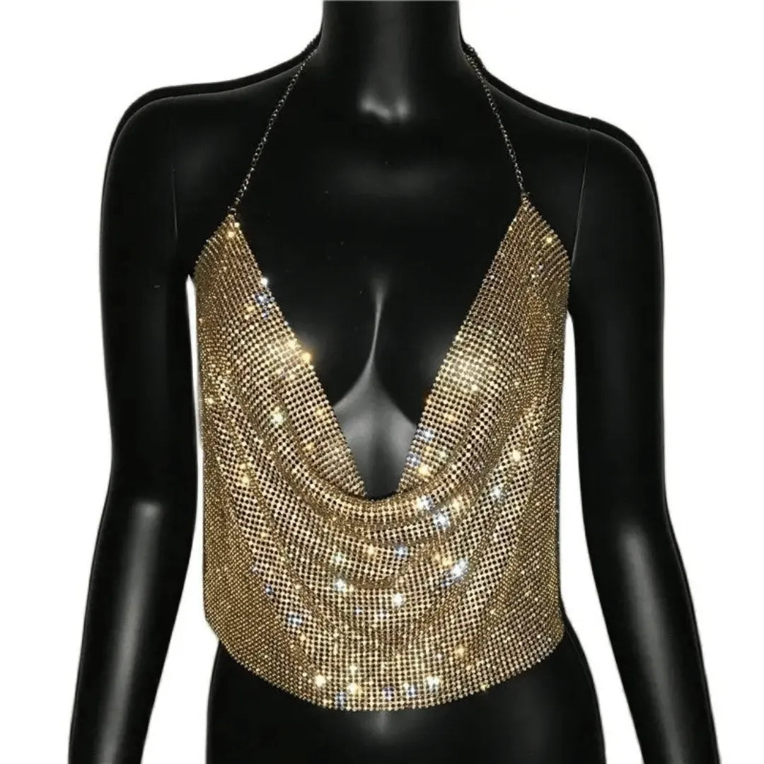 Top Brilho Glam sem Costas