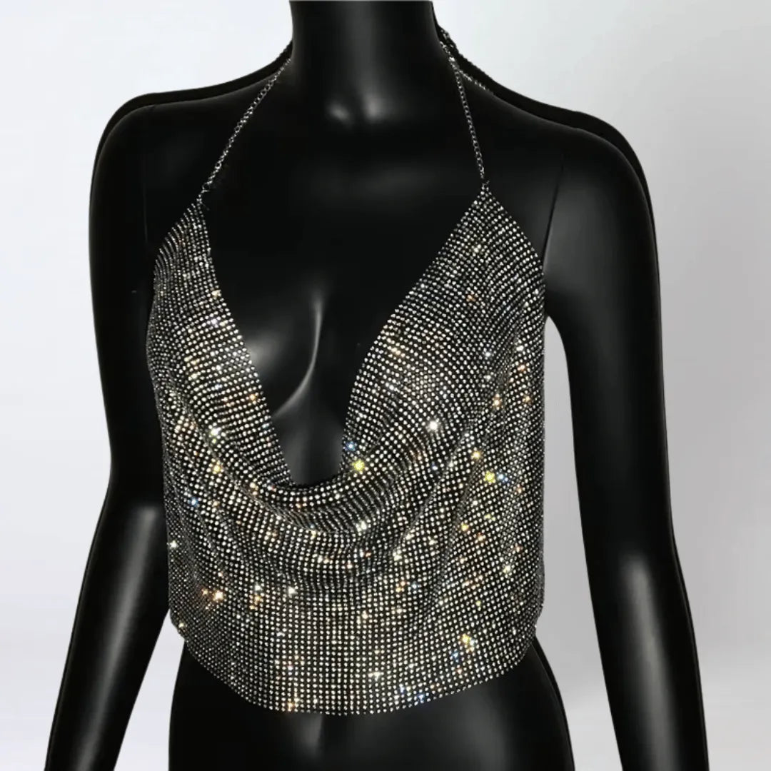 Top Brilho Glam sem Costas
