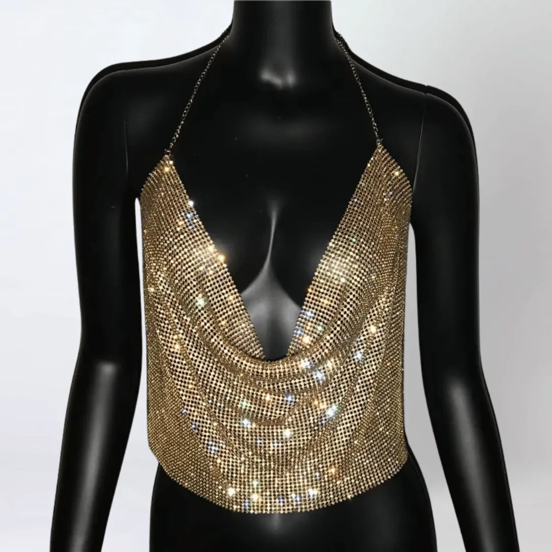 Top Brilho Glam sem Costas