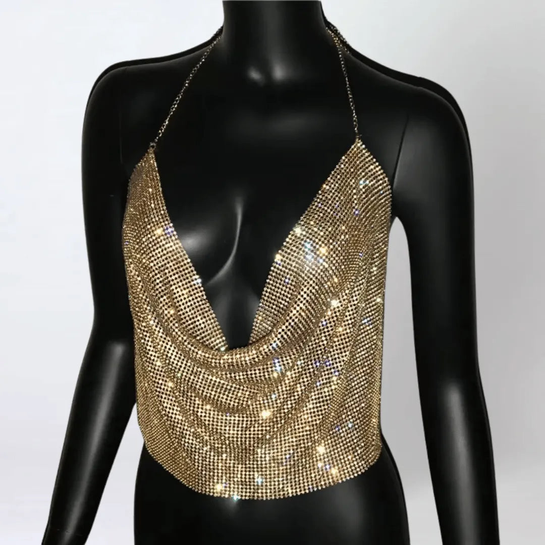 Top Brilho Glam sem Costas