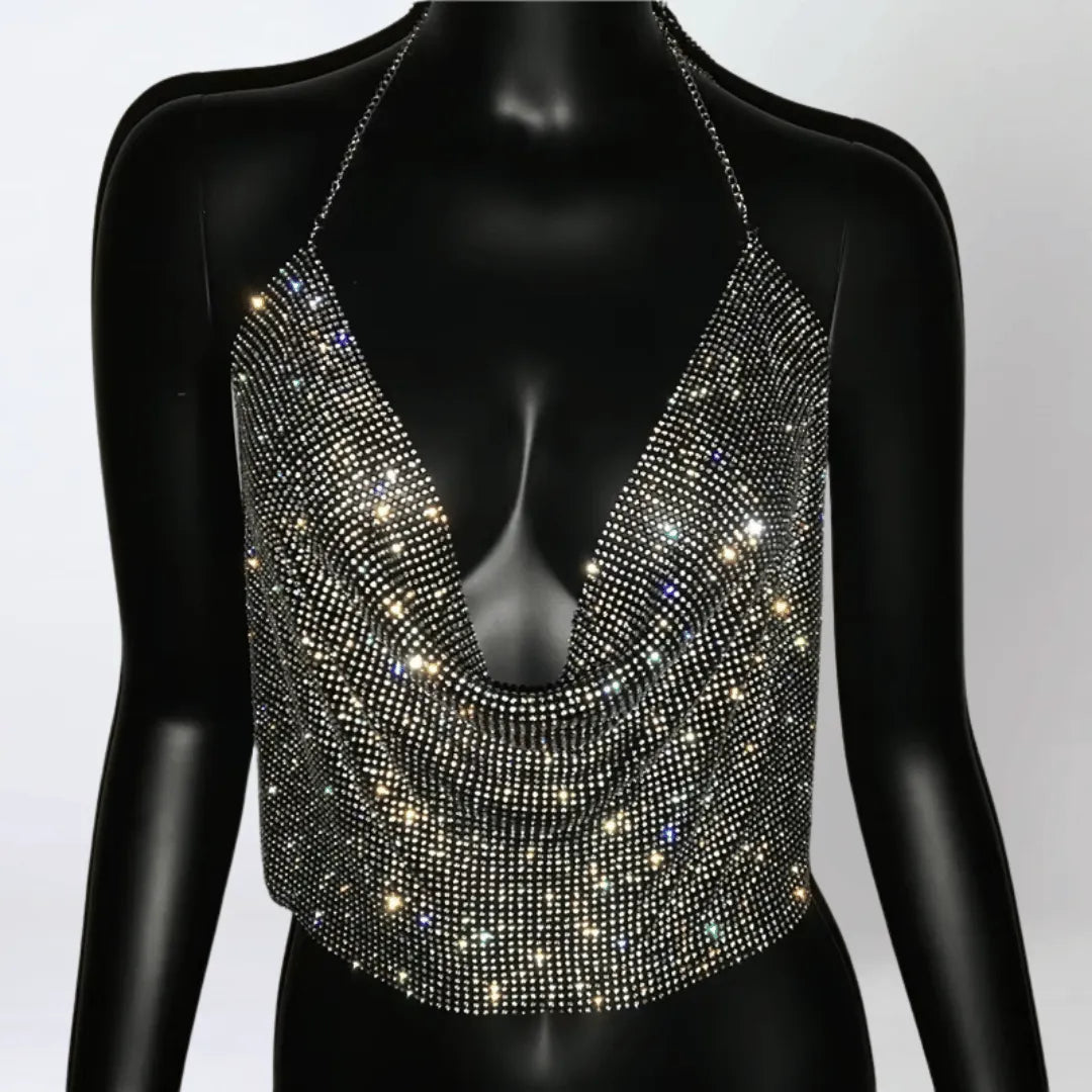 Top Brilho Glam sem Costas