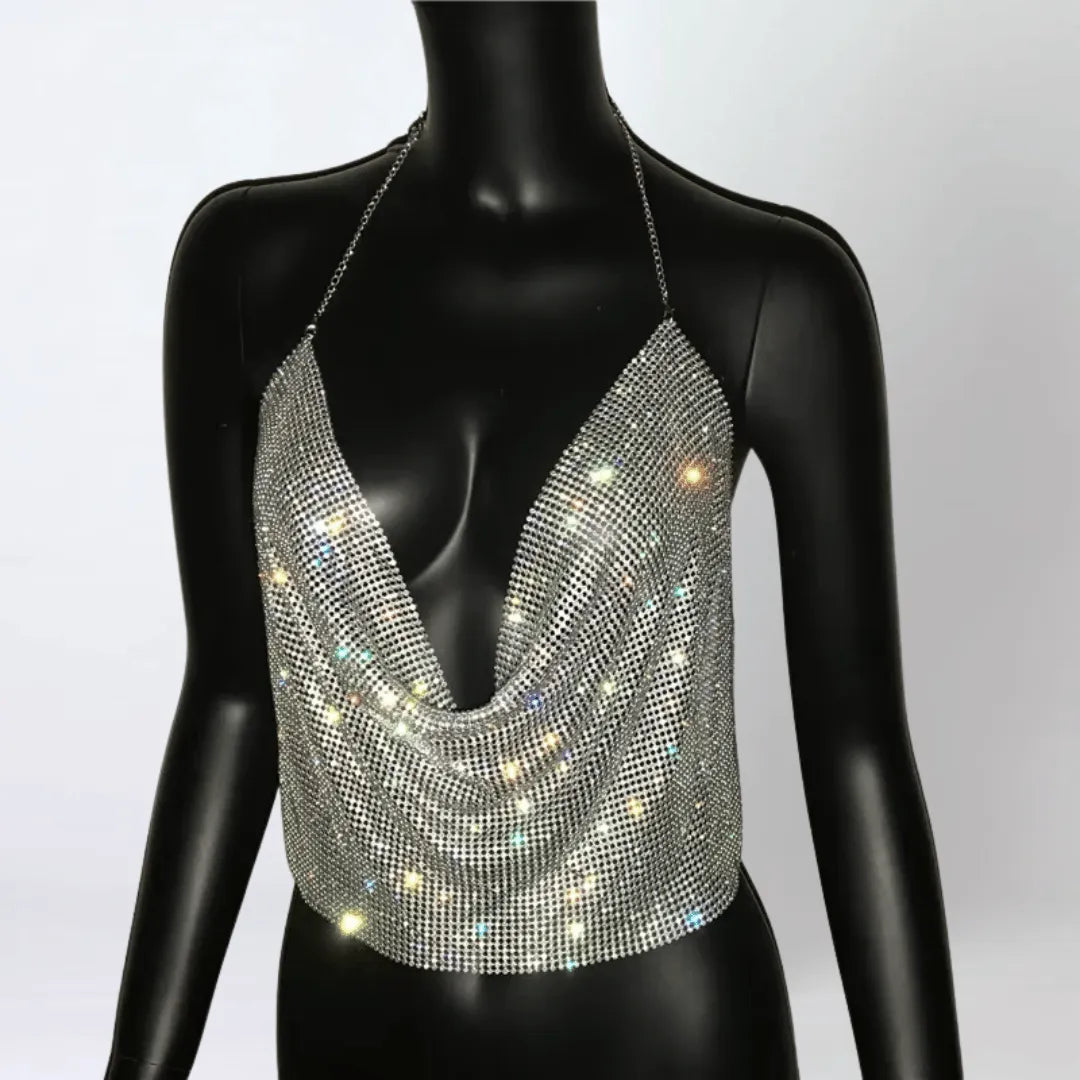 Top Brilho Glam sem Costas