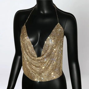 Top Brilho Glam sem Costas